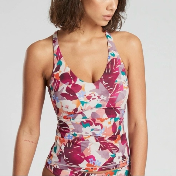 ATHLETA Tropical Daybreak Triangle Tankini Top in Pink Multi - Picture 1 of 10